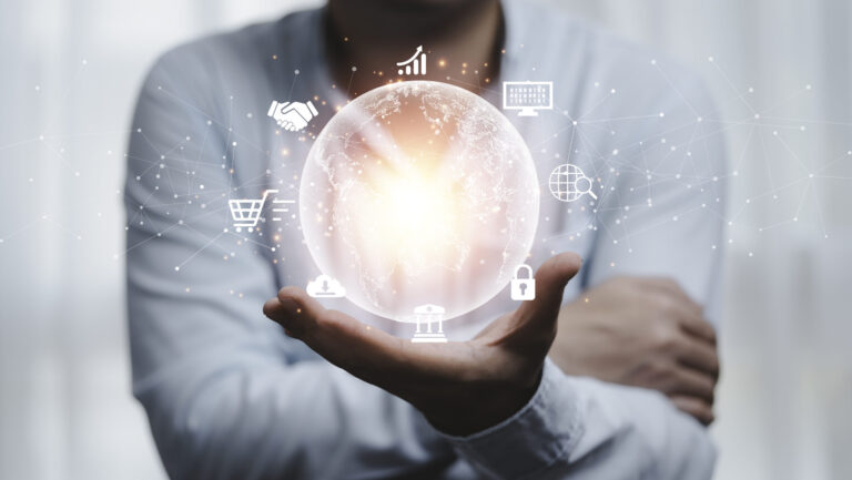 sfera con icone di comunicazione