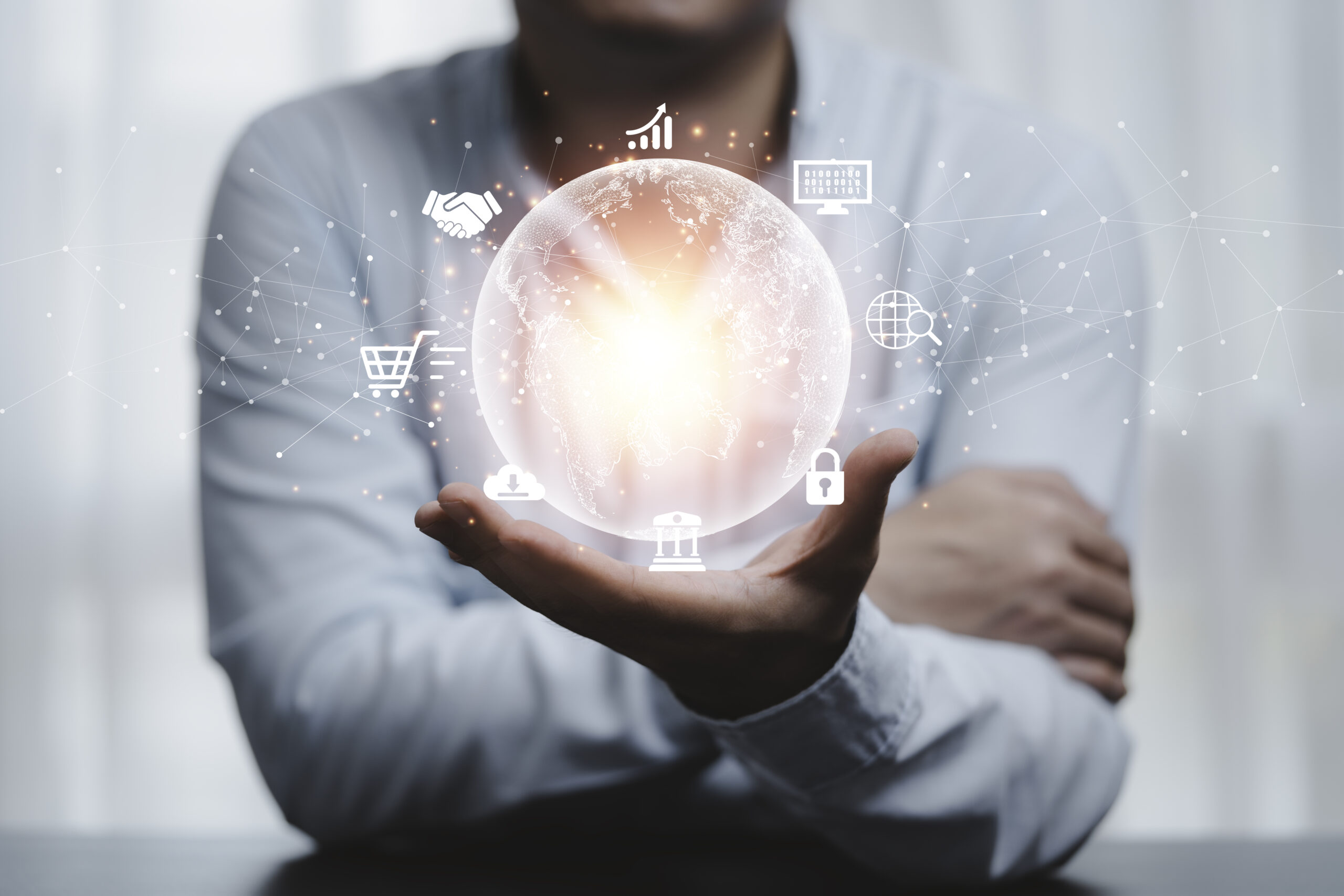 man hand holding virtual world with internet connection for metaverse global business marketing and banking financial pass thru application technology concept scaled - InCodice